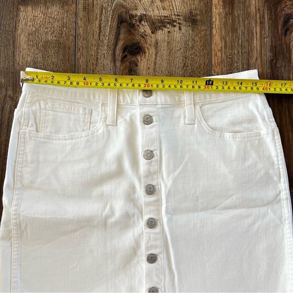 NWT Made Denim Skirt Mini Tule White Cream Stretch Button Front Size 30 - Picture 4 of 11